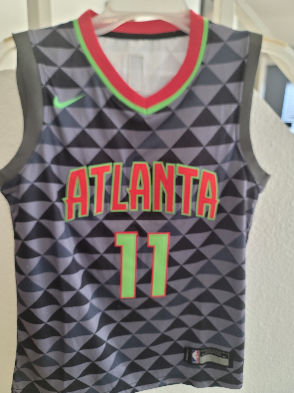 Nike Kids' Atlanta Basketball Jersey - Black with Neon Green & Red